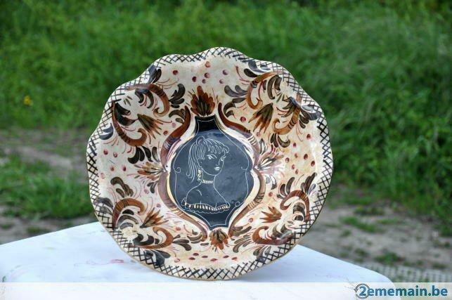 ancien plat en faience pour fruit decor jeune fille, Enlèvement ou Envoi