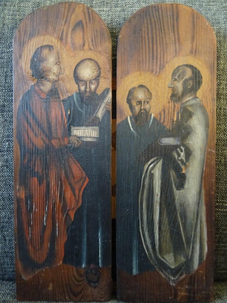 Icoon geschilderd icoon de 4 Evangelisten icoon 20x30cm 1960, Ophalen of Verzenden, Gebruikt, Overige typen, Christendom | Katholiek
