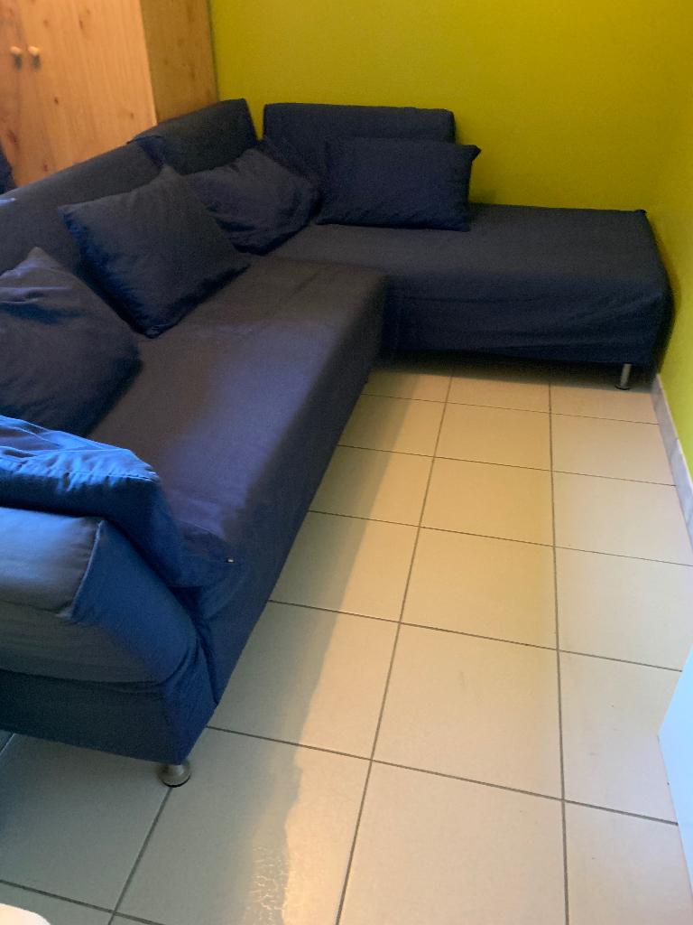 Zetel 3-zitsbank, met chaise longue ikea, Huis en Inrichting, Zetels | Zetels en Chaises Longues, Ophalen, Stof