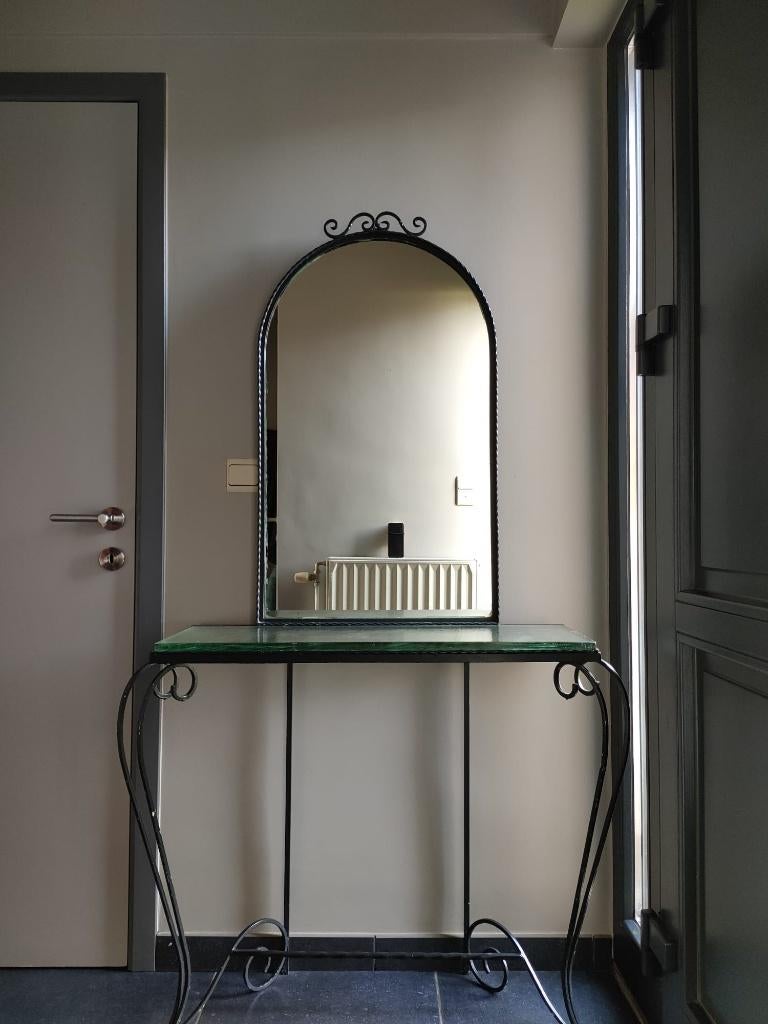 Console et miroir en fer forgé, Comme neuf, 75 à 100 cm, Autres formes, 150 à 200 cm