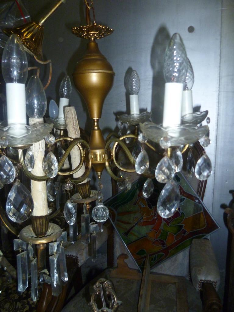 OUDE KOPEREN LUSTER MET CRISTAL, Enlèvement