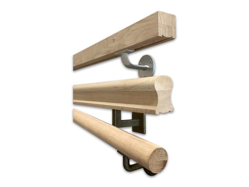 Trapleuning Massief eiken hout - Rond en vierkant - GOEDKOOP, Doe-het-zelf en Bouw, Ophalen of Verzenden, Nieuw, Trap, 2 tot 4 meter
