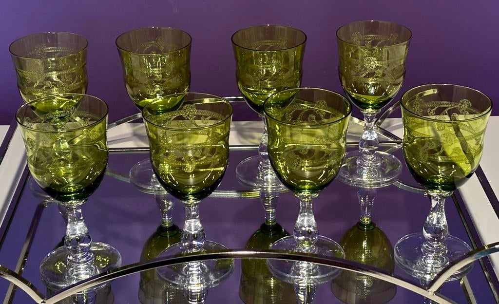 Verres en cristal Portieux/ Val Saint Lambert, Antiek en Kunst, Ophalen