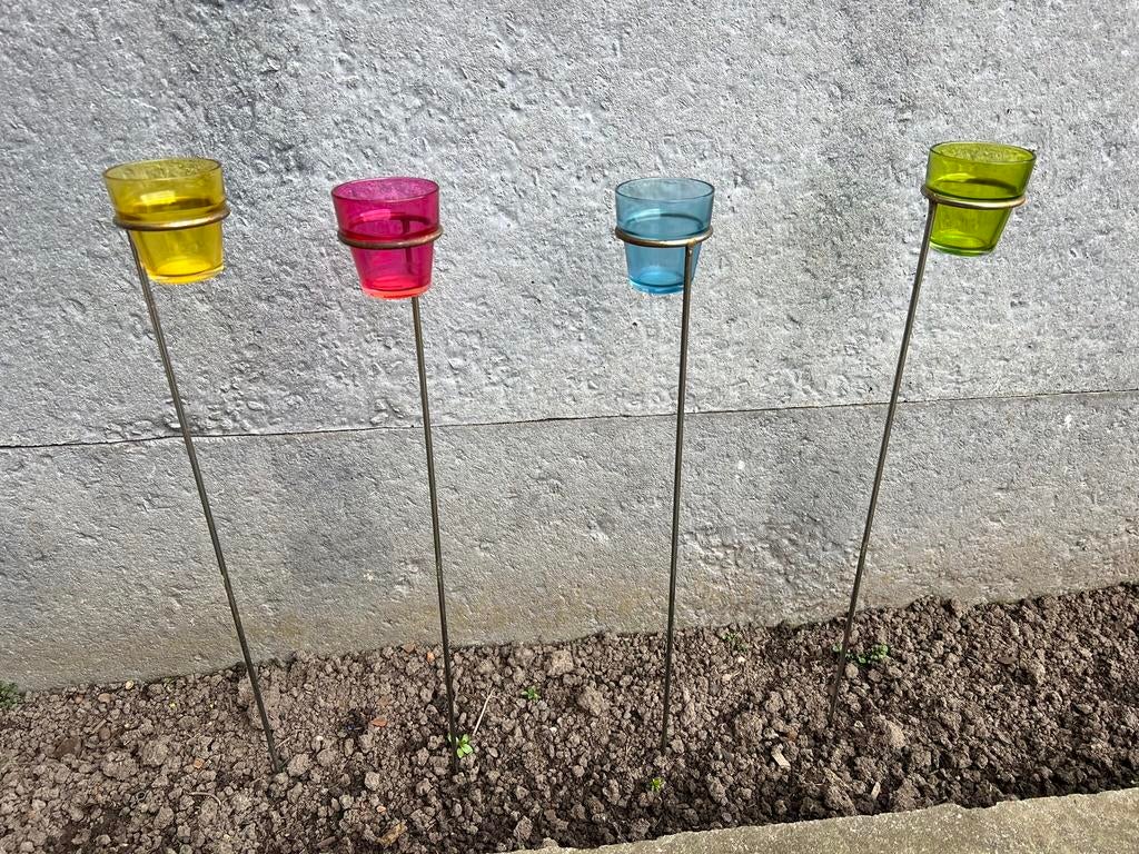 4 staanders en 8 glazen potjes, Ophalen, Gebruikt