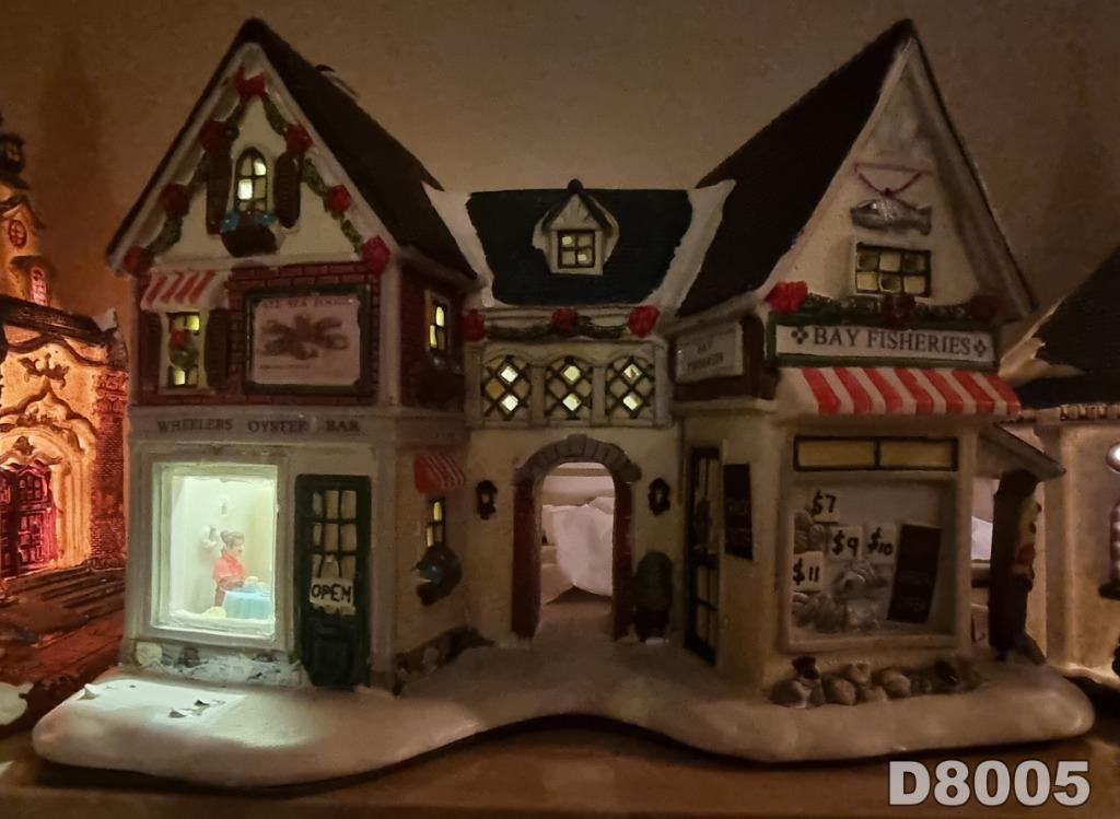 Keramiek Verlichte Kersthuisjes, Ophalen of Verzenden, Zo goed als nieuw