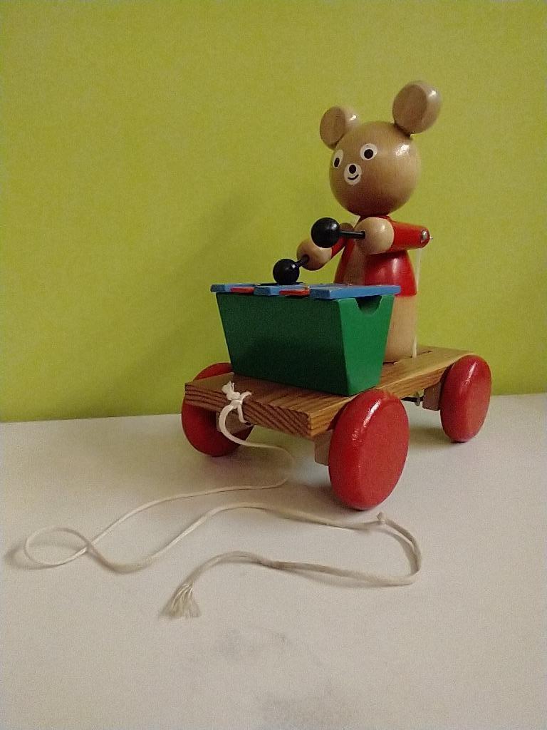 Houten trekspeelgoed - muzikale muis, Ophalen, Zo goed als nieuw, Rij- of Hobbelspeelgoed