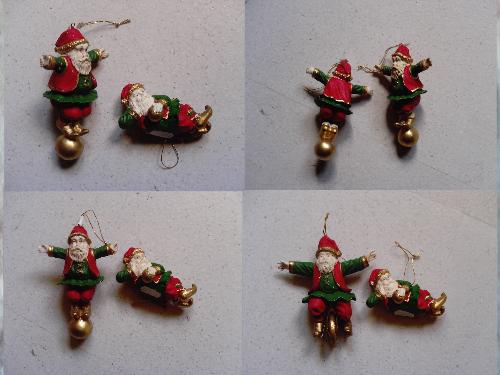 lot 8 kerstmannen acrobaten steen circus grappig kerstboom, Ophalen of Verzenden, Zo goed als nieuw