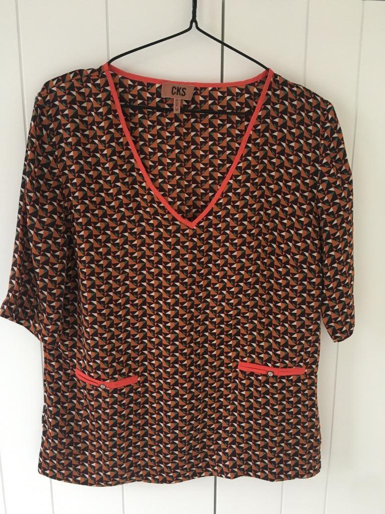 Geprint bloesje met korte mouw Cks maat M, Kleding | Dames, Maat 38/40 (M), Bruin, Ophalen of Verzenden, Zo goed als nieuw