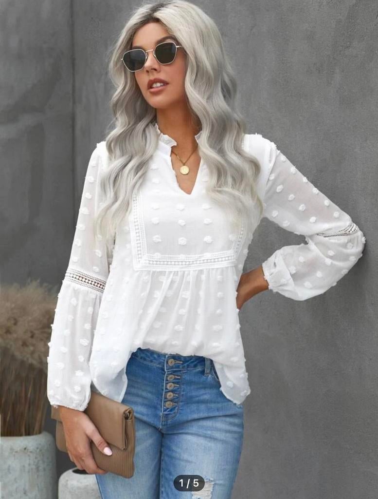 Witte bloes  38/M, Kleding | Dames, Blouses en Tunieken, Maat 38/40 (M), Wit, Ophalen of Verzenden, Zo goed als nieuw