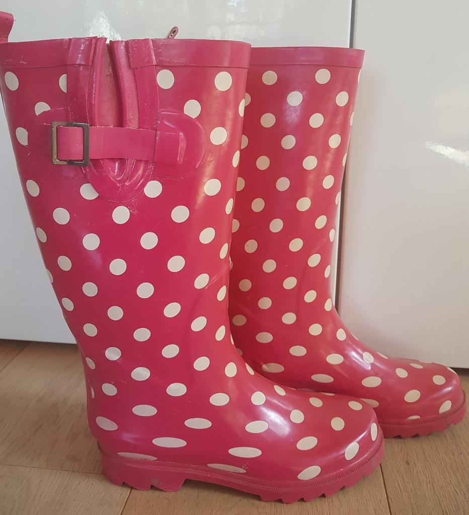 Roze laarzen met witte stippen (maat: 35), Gebruikt, Meisje, Ophalen of Verzenden, Laarzen
