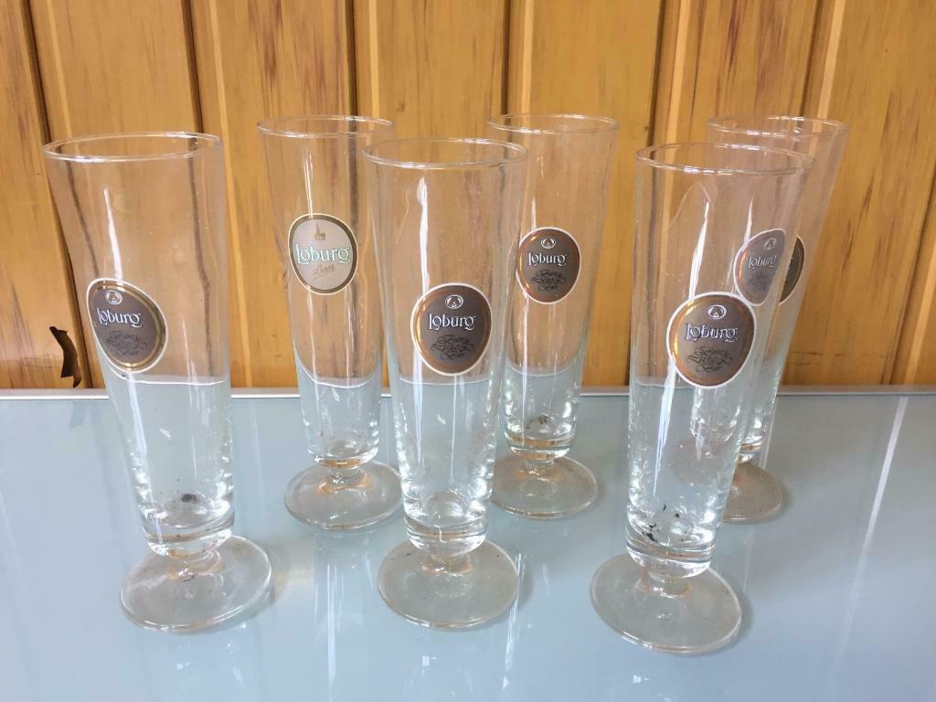 s / 6 verres à bière Loburg, 205 mm H, Stella Artois Leuven, Enlèvement ou Envoi, Comme neuf, Verre ou Verres, Autres marques
