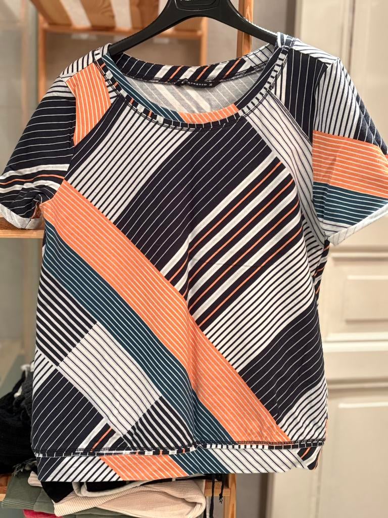 Wit/Oranje/Blauw shirt van Expresso (36)., Kleding | Dames, Ophalen, Zo goed als nieuw, Korte mouw, Maat 36 (S)