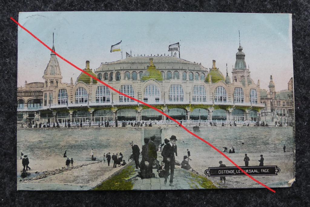 Postkaart 23/8/1912 Oostende Kursaal, België, Ophalen of Verzenden, Voor 1920, Gelopen, West-Vlaanderen