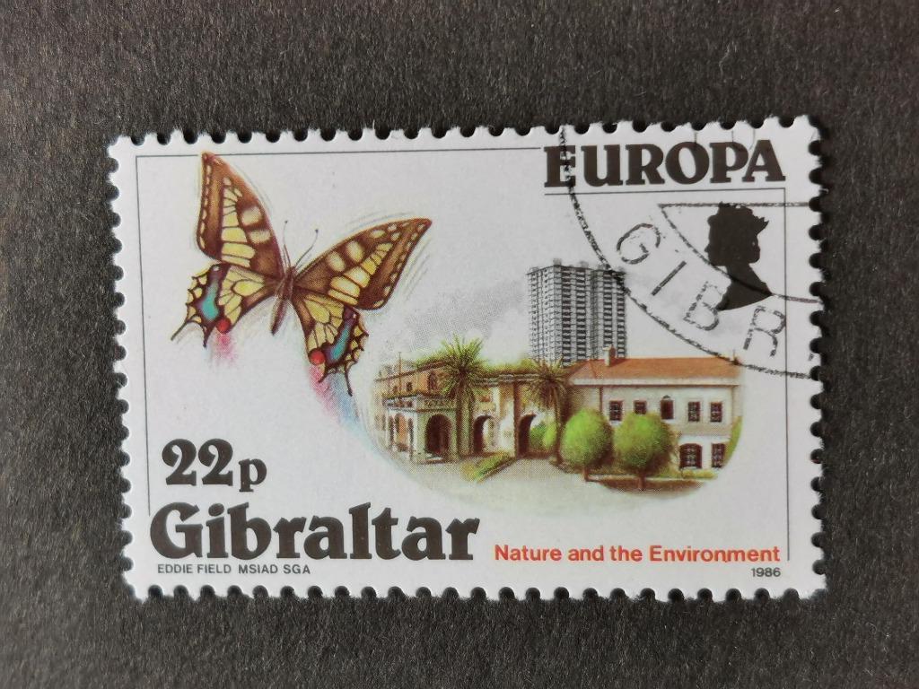 Gibraltar 1986 - Europa CEPT, Papillon, Palais du Gouverneur, Enlèvement ou Envoi, Autres pays, Affranchi