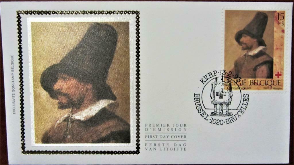 FDC BELGIË OP ZIJDE- NR.2489-ADRIAEN BROUWER- HET RODE KRUIS, Ophalen of Verzenden, Gestempeld, Overige thema's