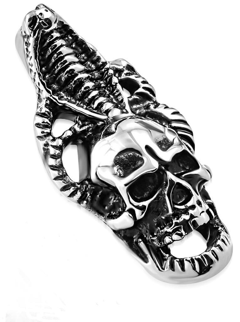Skull & cobra slang roestvrij stalen biker hanger, Ophalen of Verzenden, Nieuw