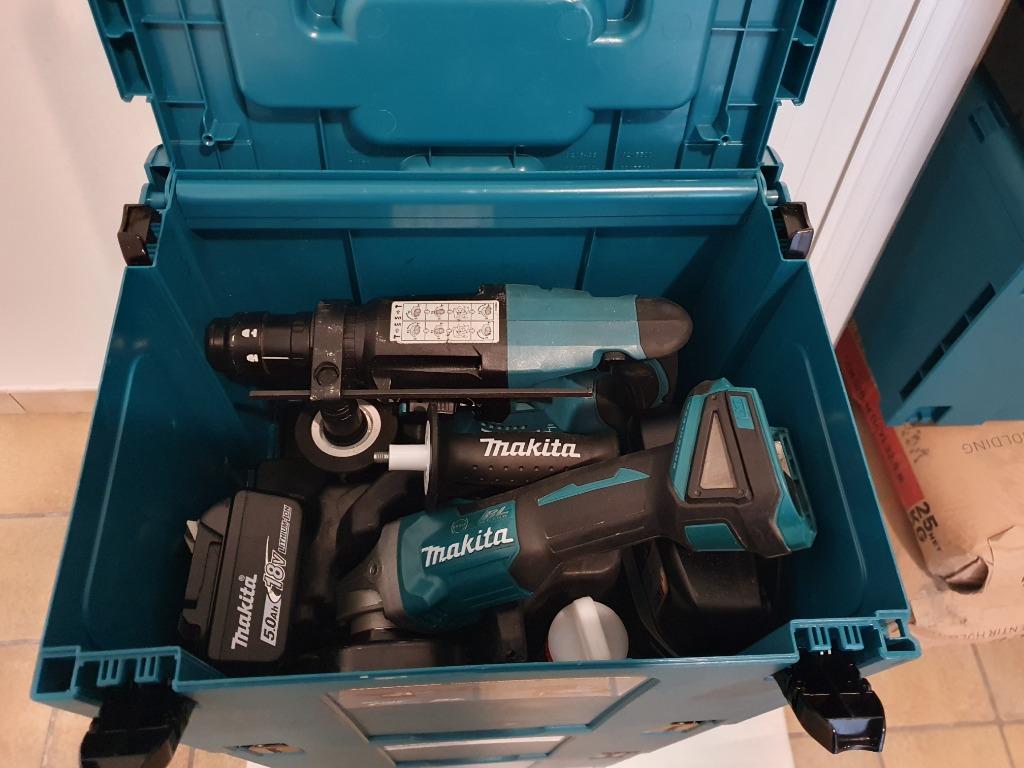 ENSEMBLE 2 MACHINES  DHR243 +DGA506ZJ +2X Batterie chargeur, Enlèvement, Comme neuf, 600 watts ou plus, Marteau perforateur et/ou Marteau piqueur