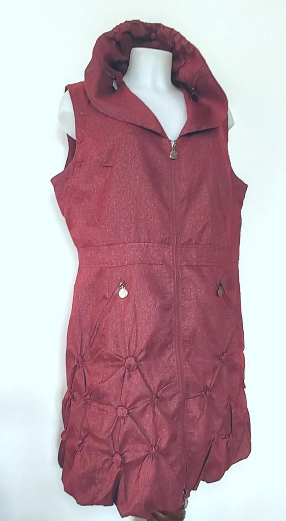 HASHTAG vintage bordeauxrode mouwloze jas maat 46, Kleding | Dames, Ophalen of Verzenden, Zo goed als nieuw