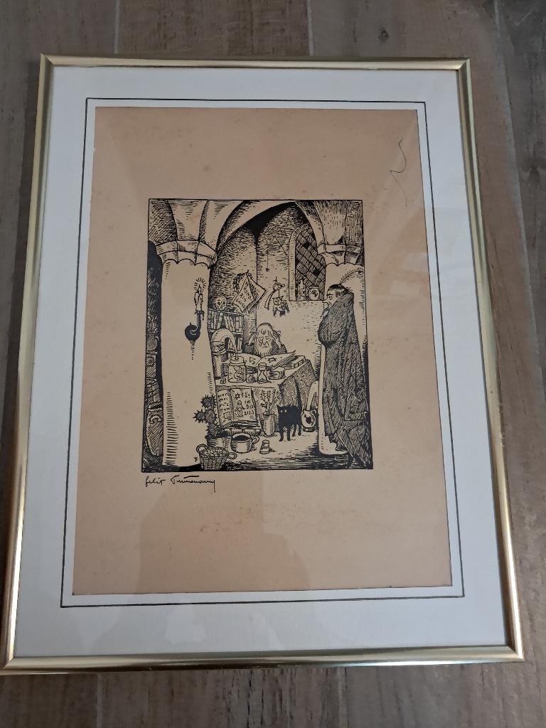 GRAFIEK (houtsnede) FELIX TIMMERMAN, Antiek en Kunst, Ophalen of Verzenden