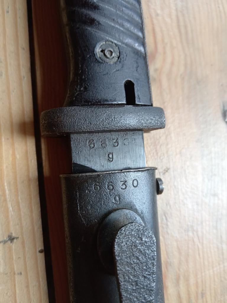 Wo2 originele Duits k98 bajonet nummergelijk 42fnj, Verzamelen, Militaria | Tweede Wereldoorlog, Landmacht, Mes of Dolk, Ophalen of Verzenden