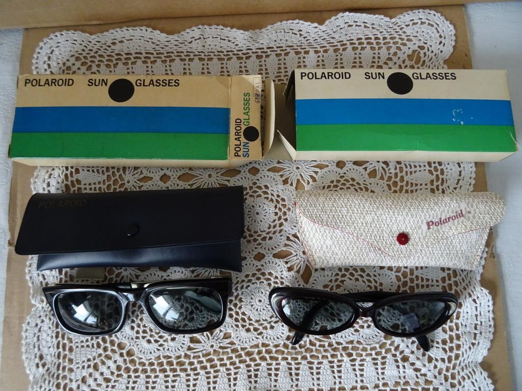 Vintage zonnebril Polaroid 2x sunglasses 638 Pal + 645 Ruby, Overige merken, Zonnebril, Zwart, Ophalen of Verzenden