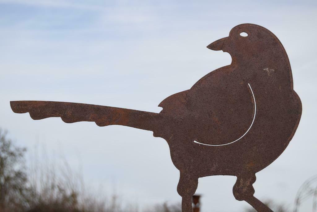 Oiseau (pie) en métal rouillé sur base circulaire, Jardin & Terrasse, Enlèvement ou Envoi, Neuf