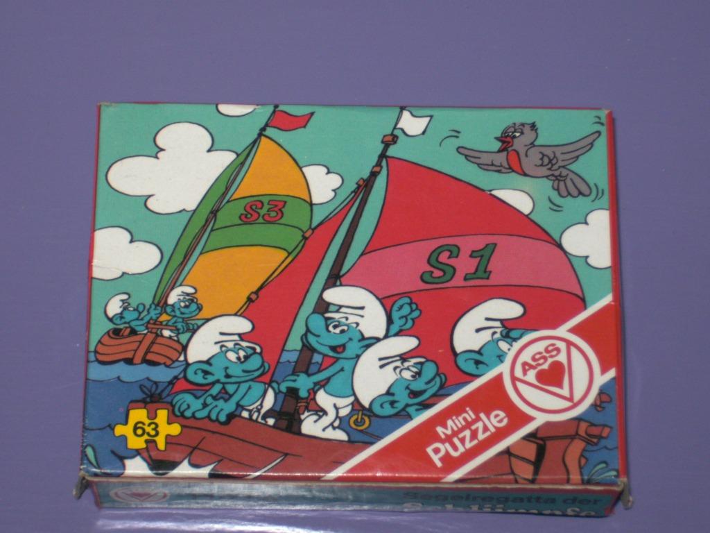 Kleine vintage puzzel: de smurfen. (63 stukjes), Verzamelen, Ophalen of Verzenden, Smurfen, Gebruikt
