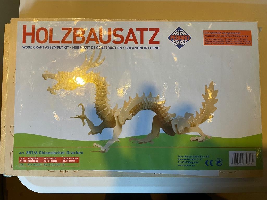 Houten 3D puzzel drakenboot en Chinese draak, Enlèvement ou Envoi, Neuf