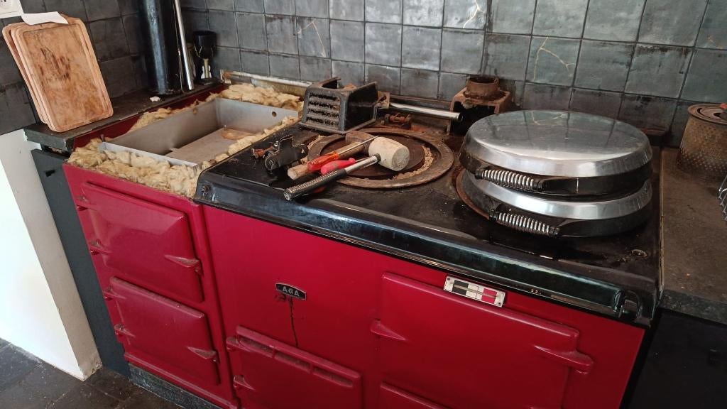 AGA rood 1m50 petrolium - gedemonteerd - onderdelen, Huis en Inrichting, Ophalen, Gebruikt, 100 tot 150 cm, Minder dan 100 cm