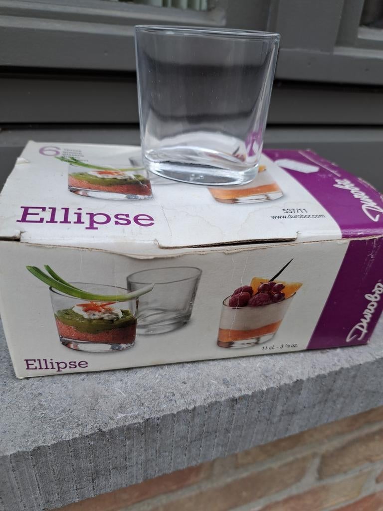 Aperitiefglaasjes Ellipse, Huis en Inrichting, Ophalen of Verzenden, Zo goed als nieuw
