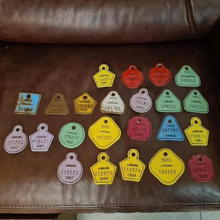 Plaques de vélo rétro 23 pièces 1972 à 1988, Enlèvement ou Envoi