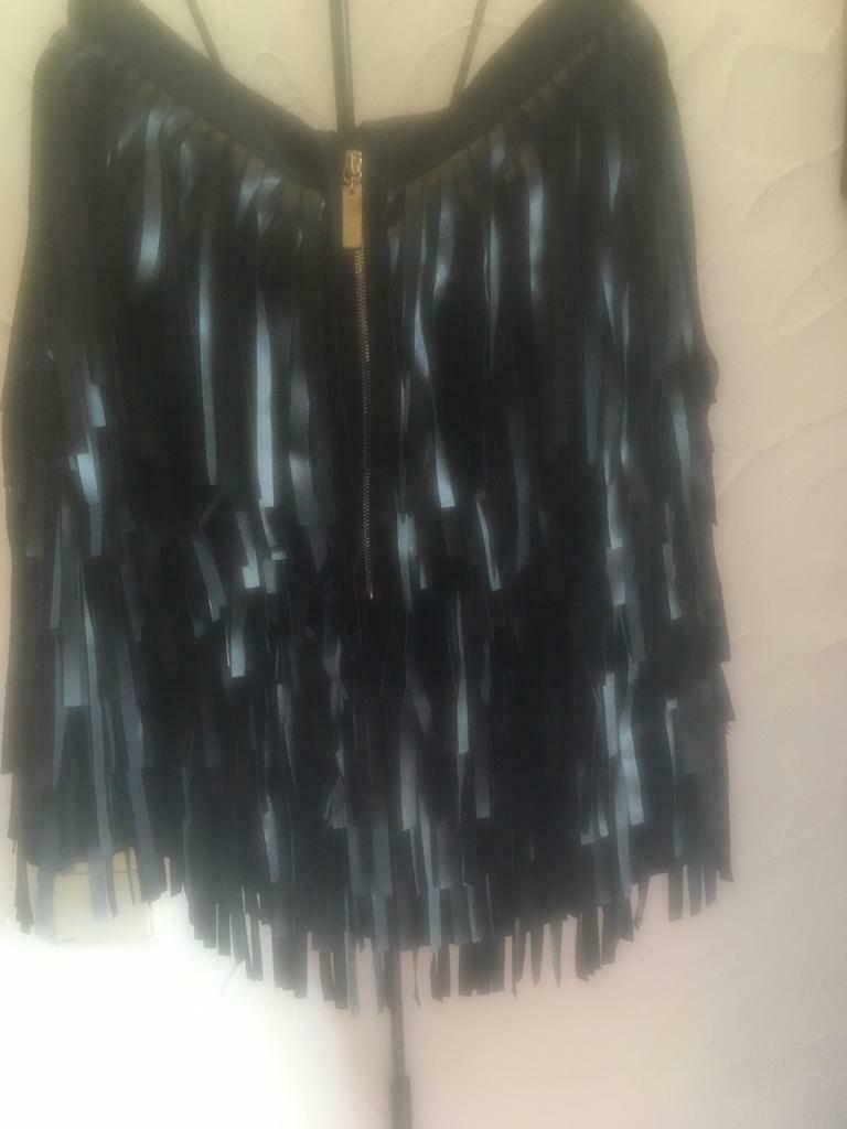 Jupe à franges Elisabetta franchi 40 italien, Nieuw, Zwart