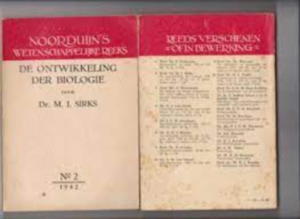 De ontwikkeling der biologie|M.J. Sirks, Enlèvement ou Envoi, Utilisé, Sciences naturelles, Zie beschrijving