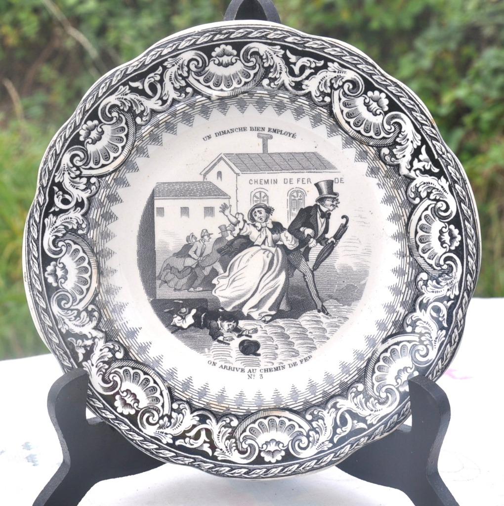 assiette gien avec decor et texte chemin de fer, Antiquités & Art, Antiquités | Assiettes décoratives & Carrelages, Enlèvement ou Envoi