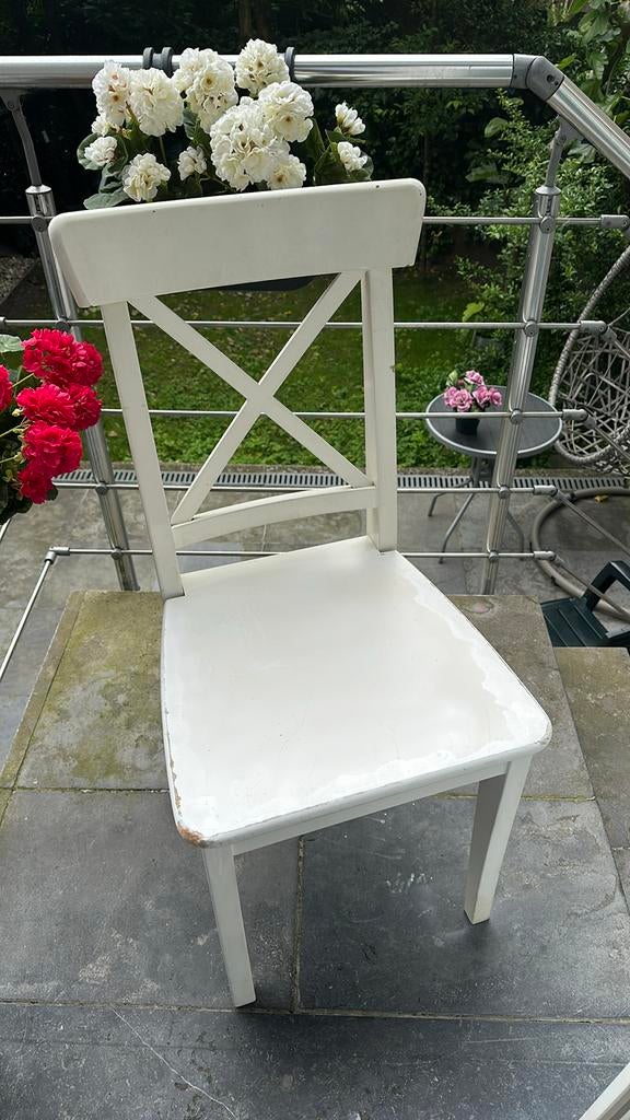 4 Chaise blanc IKEA, Maison & Meubles, Chaises, Utilisé, Blanc, Bois, Quatre
