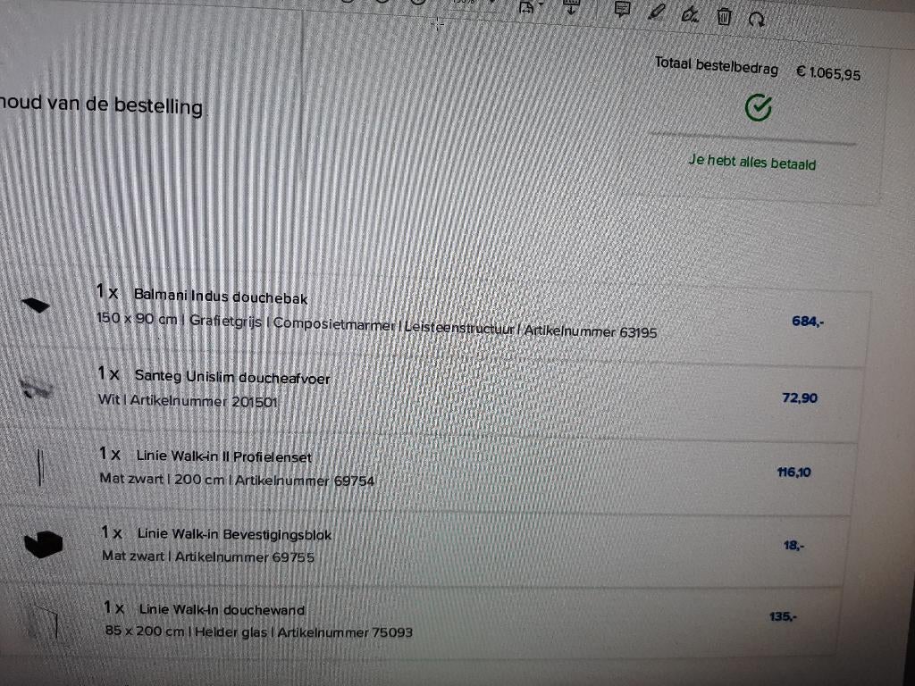 douchebak en toebehoren, Doe-het-zelf en Bouw, Ophalen, Nieuw, Glas, Douche