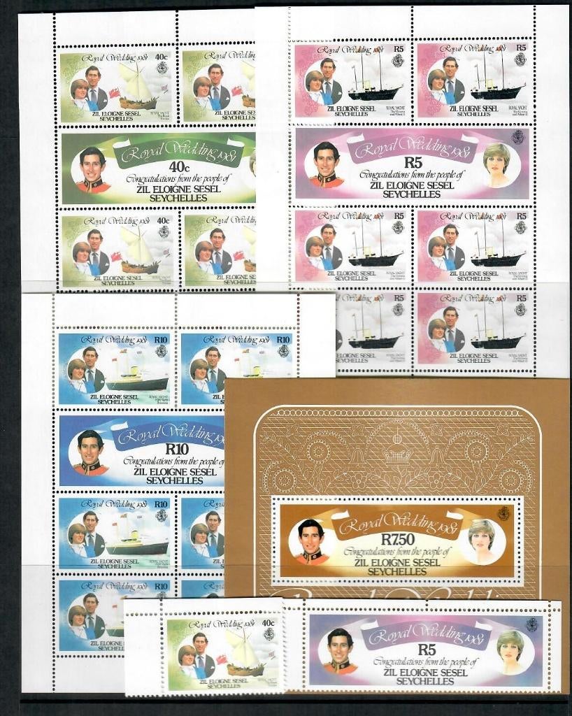 Eloigne Seychellen yvertnrs: 23/28 + 48/49+ bl1 postfris, Ophalen of Verzenden, Postfris, Overige thema's
