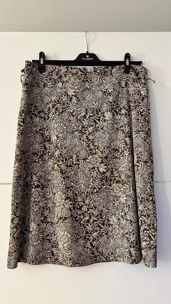 Biaggini bruine rok met witte bloemen, Biaggini, Bruin, Maat 46/48 (XL) of groter, Ophalen of Verzenden