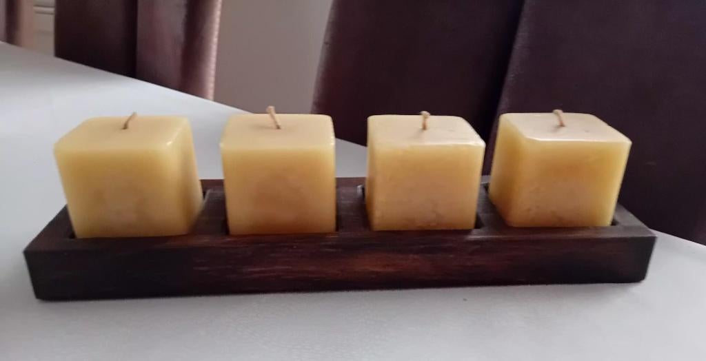 Houten staander met kaarsen, Huis en Inrichting, Ophalen of Verzenden, Zo goed als nieuw, Kaars, Minder dan 25 cm