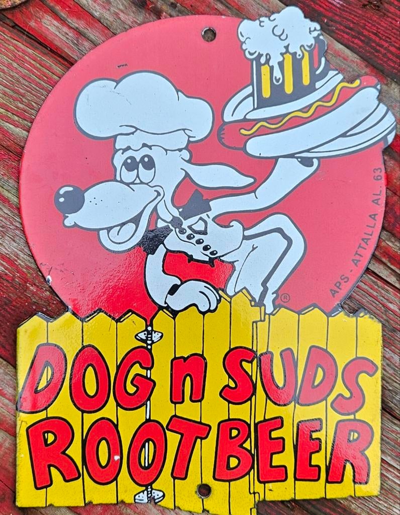 Dog 'n Suds Root Beer emailbord
Dit is een vinta, Ophalen of Verzenden