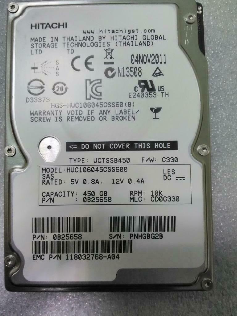 Lot de 3 HDD Hitachi  450Gb=1,35Tb  2,5'' 10K SAS, 450Gb (x3 =1.35Tb), SAS, Enlèvement ou Envoi, HDD