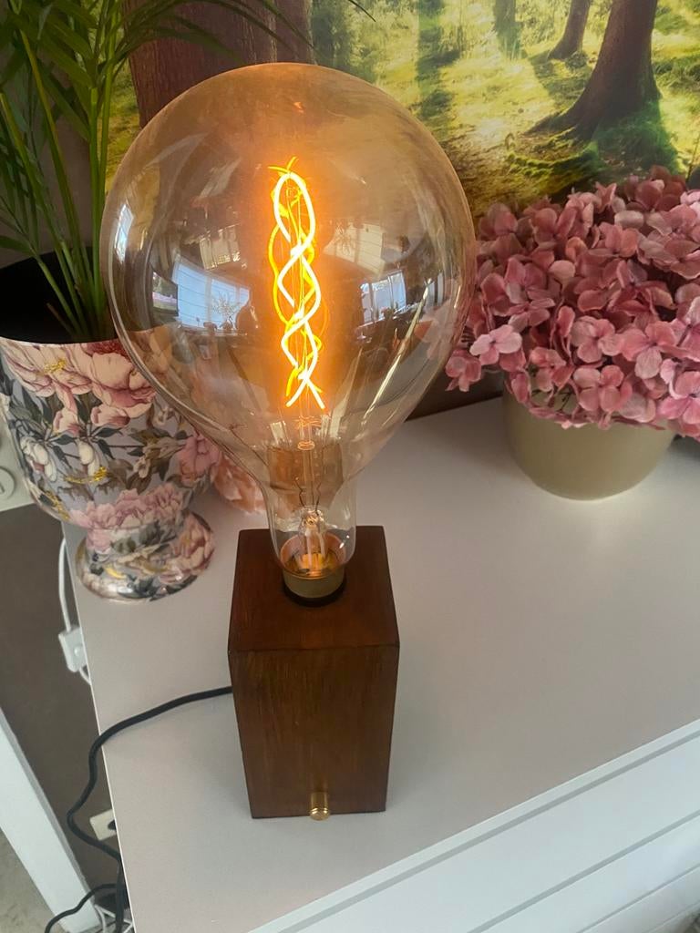 Lamp op voet led verlichting, Huis en Inrichting, Lampen | Vloerlampen, Verzenden, Zo goed als nieuw, Hout