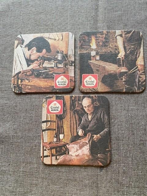 3 anciens sous-bocks bière " CRISTAL ALKEN ", Enlèvement ou Envoi, Utilisé, Sous-bock