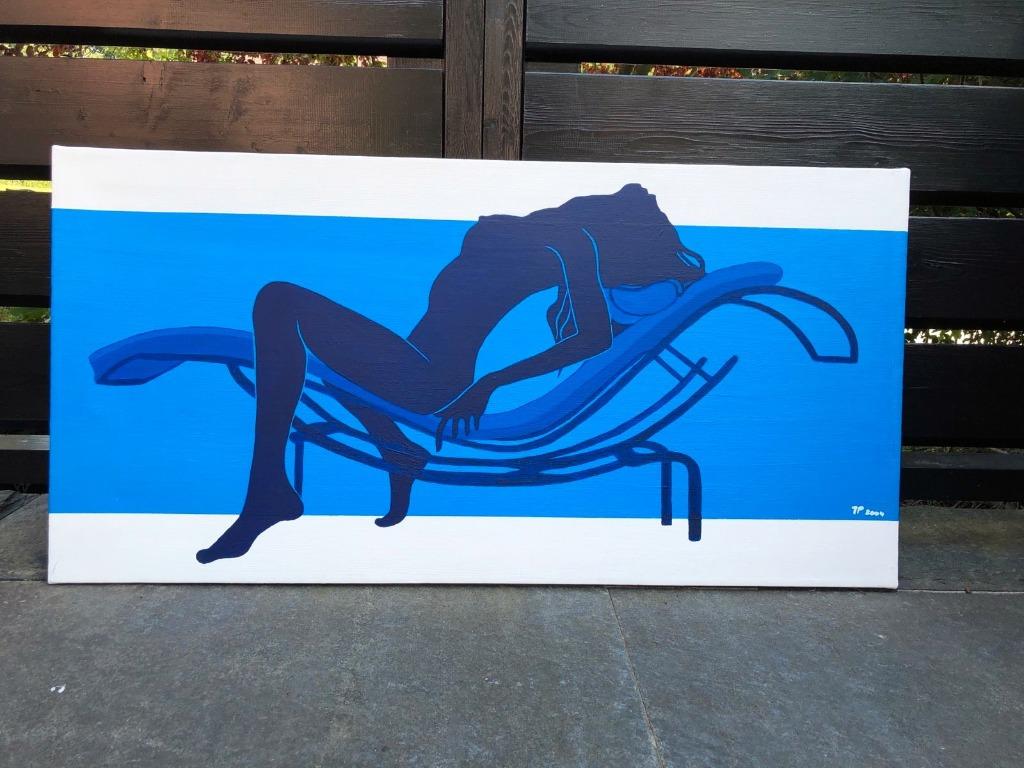 naakt op canvas silhouet  2004  xl, Antiek en Kunst, Kunst | Schilderijen | Modern, Ophalen of Verzenden