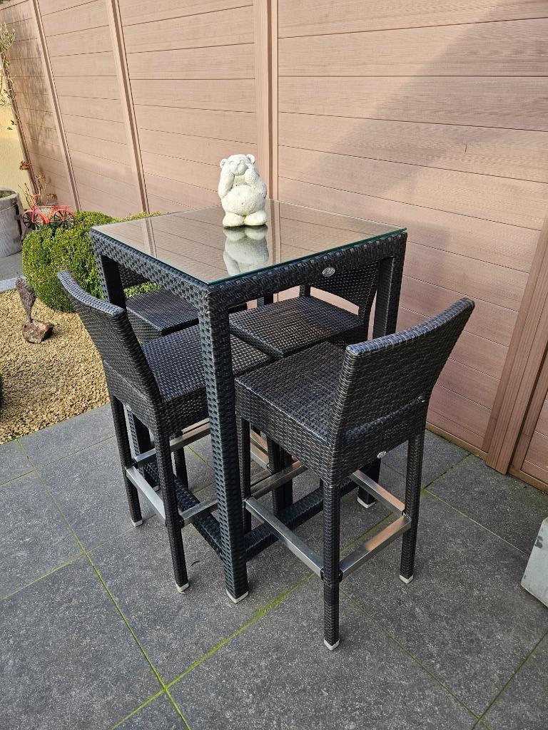 Mezza terras bartafel en 4 stoelen, Aluminium, Comme neuf, Sets de jardin, Enlèvement