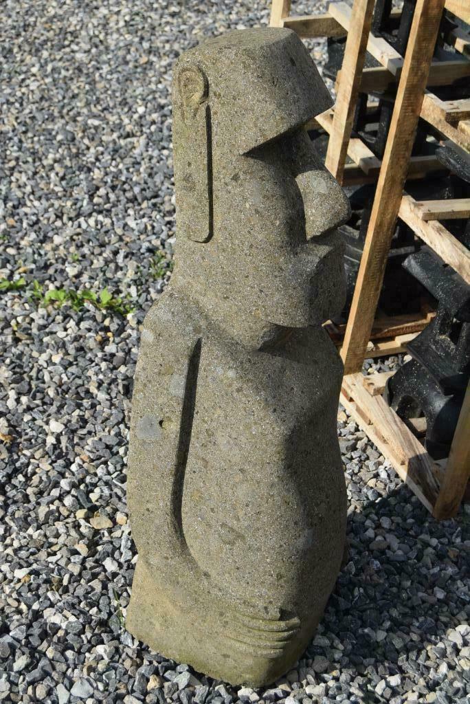 Sculptuur, Moaî standbeeld in natuursteen (Hoogte 1.03m), Tuin en Terras, Ophalen, Gebruikt, Steen, Overige typen