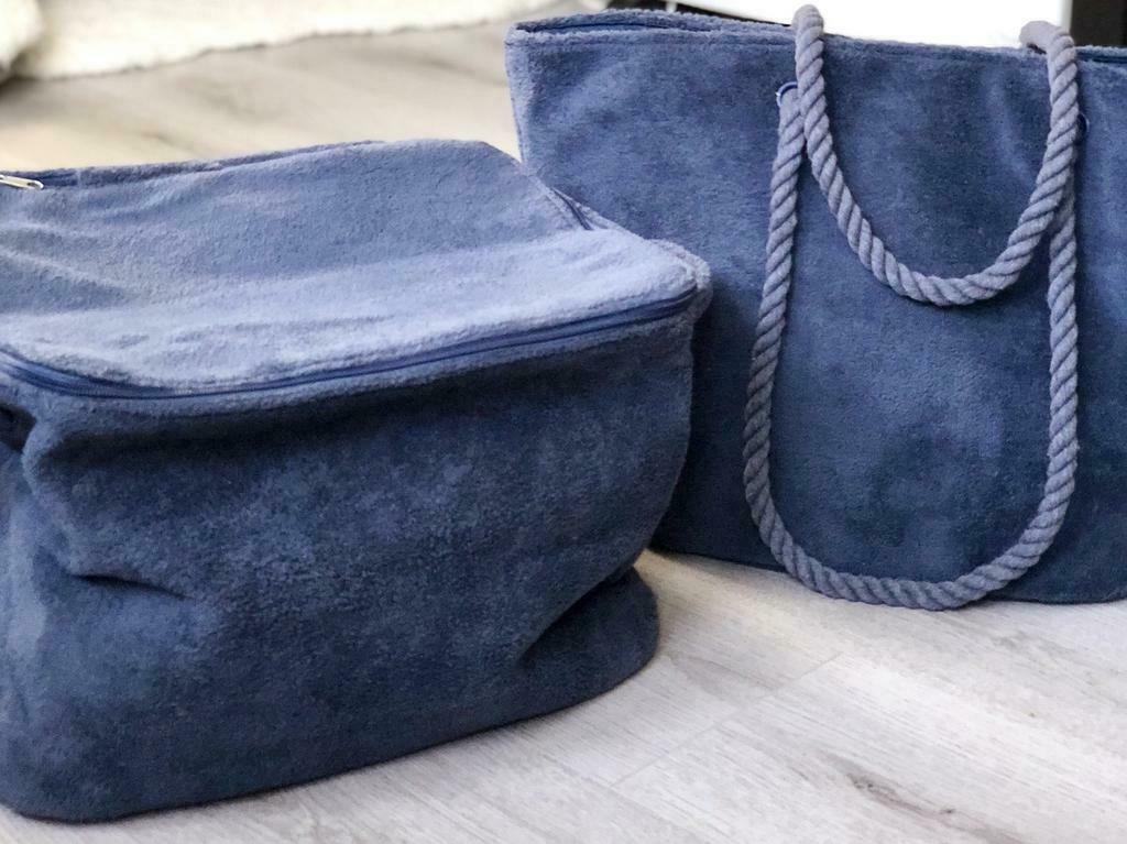 Sac femme panier rangement bleu éponge Deco design essuies, Neuf