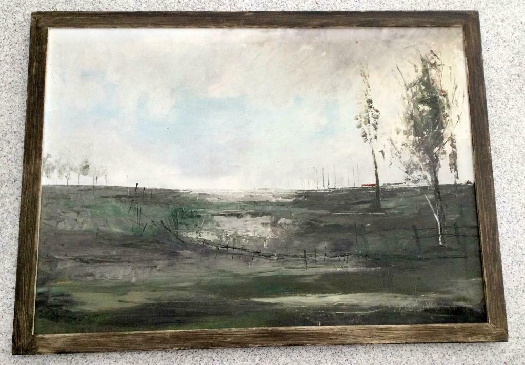 Schilderij landschap olie Dan Mortier Watervliet, Enlèvement ou Envoi