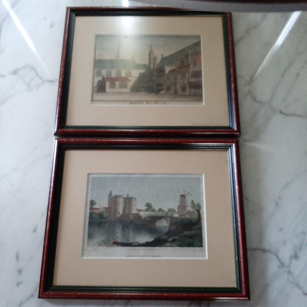 2 x kopergravure Brugge, Ophalen of Verzenden