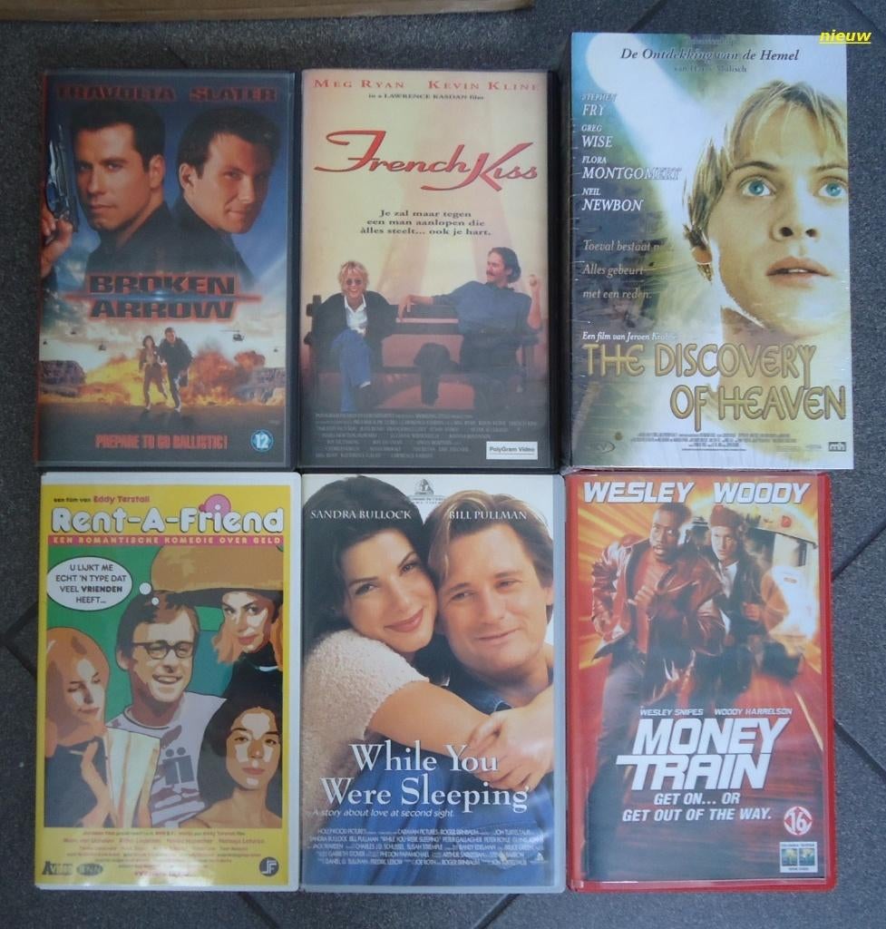 Zes originele VHS-videofilms uit de videotheek (ex-rental)., Ophalen of Verzenden, Zo goed als nieuw